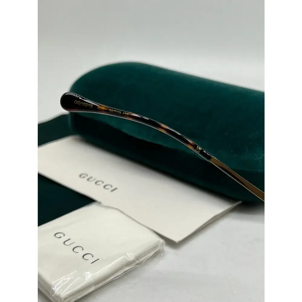 NEW Gucci GG1021S Black Oversized Metal Horsebit Sunglasses
